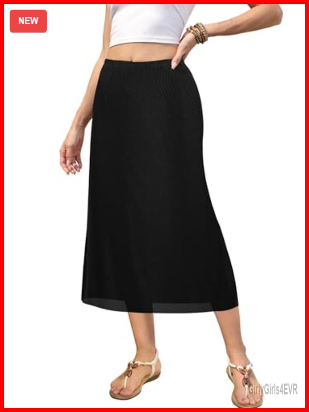 A Line Midi Mesh Skirt High Waisted Flowy Long Skirt Boho
